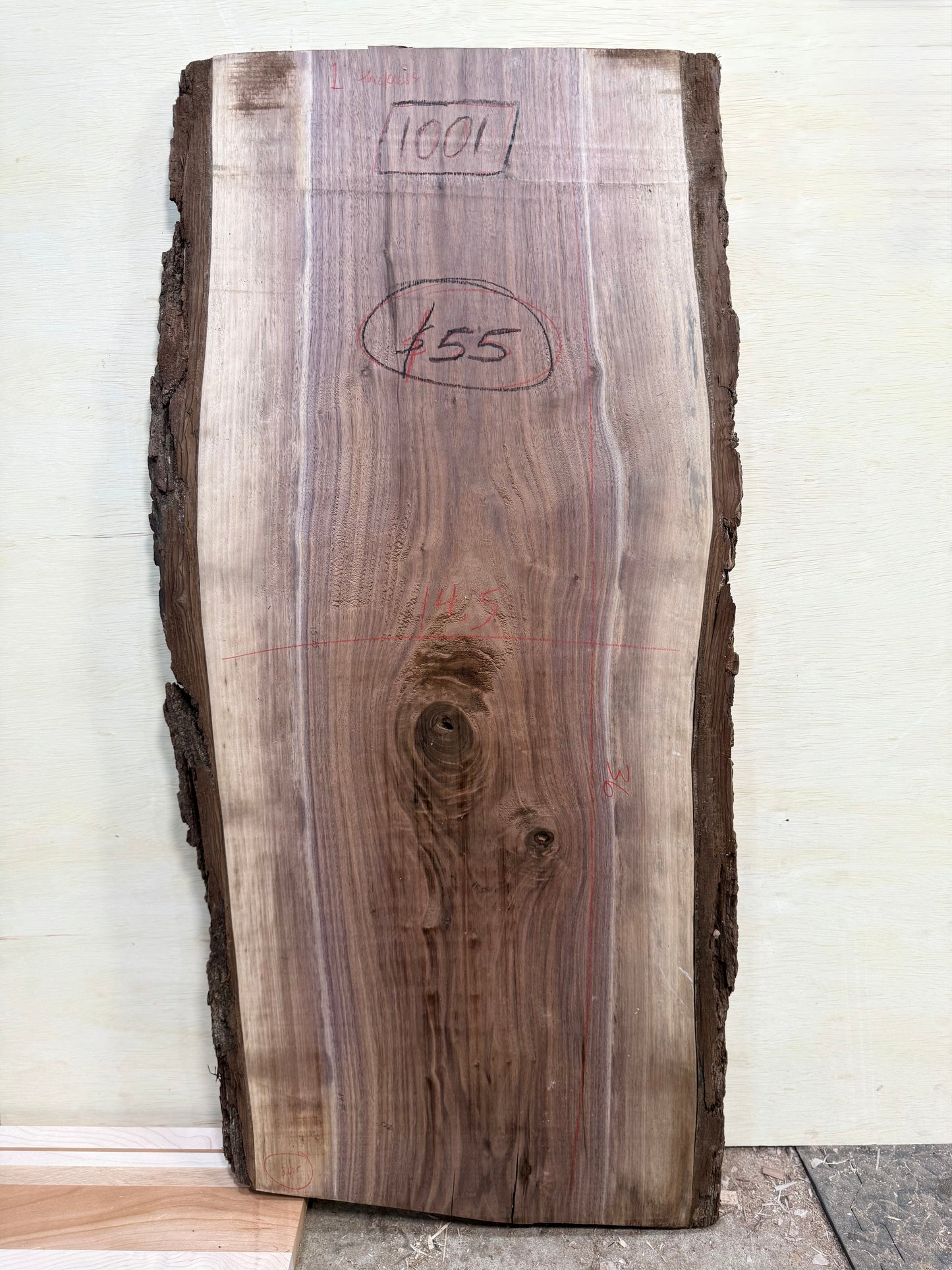 1001 | “FINISHED” Black Walnut Live Edge Slab - (Hurricane Helene Collection)