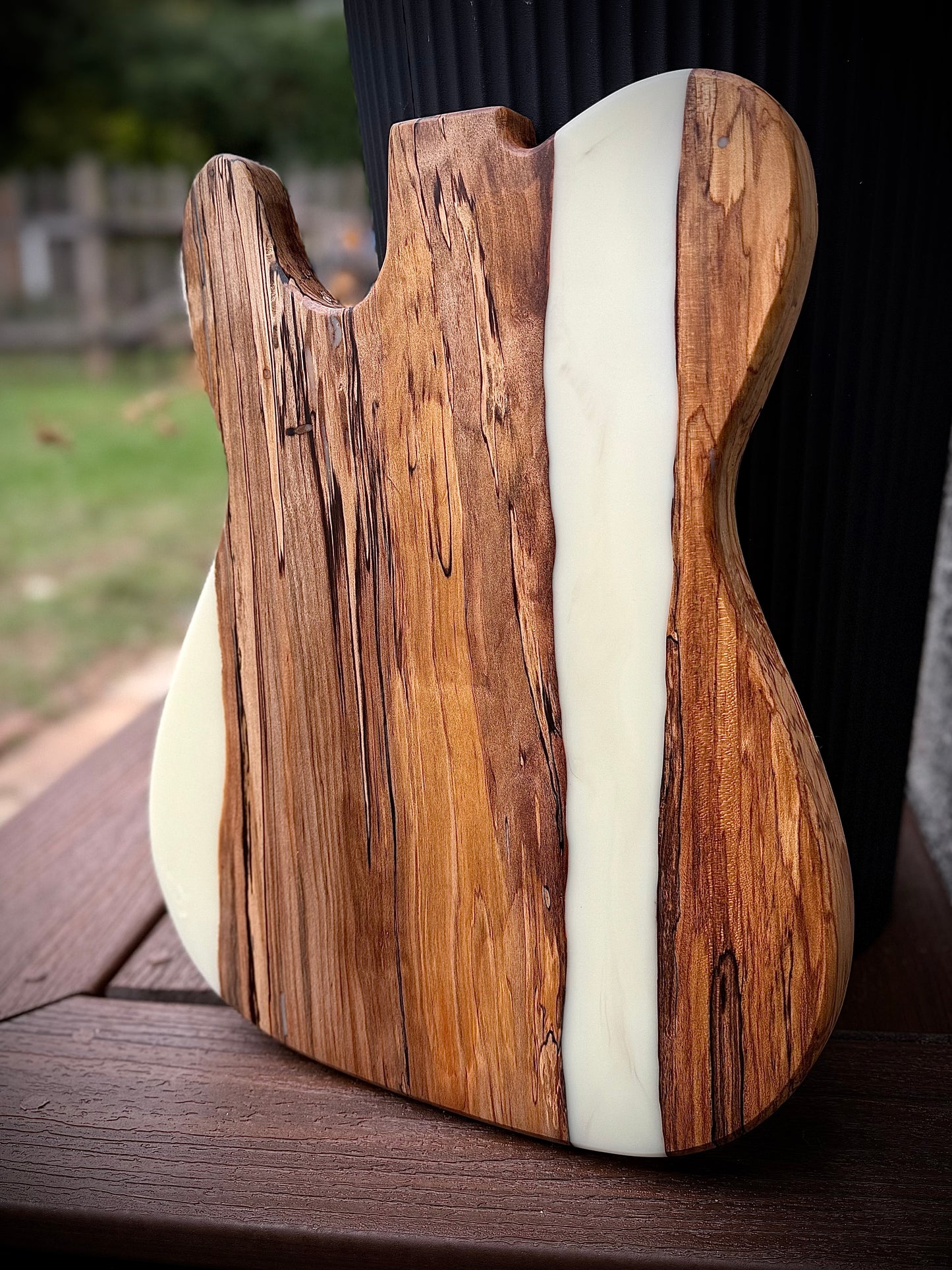 Electric Guitar Shaped Resin Charcuterie Board | Spalted Maple / White Resin