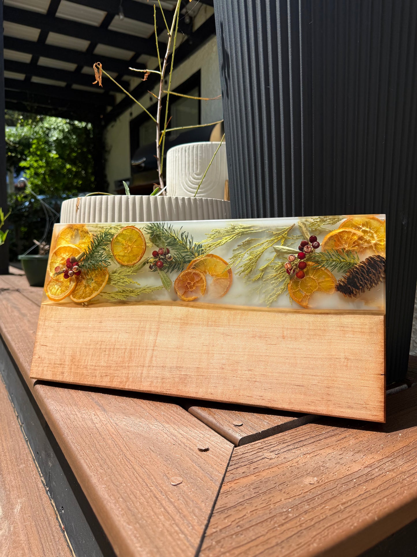 Maple | Preserved Floral Christmas Resin Charcuterie Board