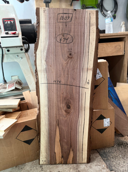 1009 | “FINISHED” Black Walnut Live Edge Slab - (Hurricane Helene Collection)