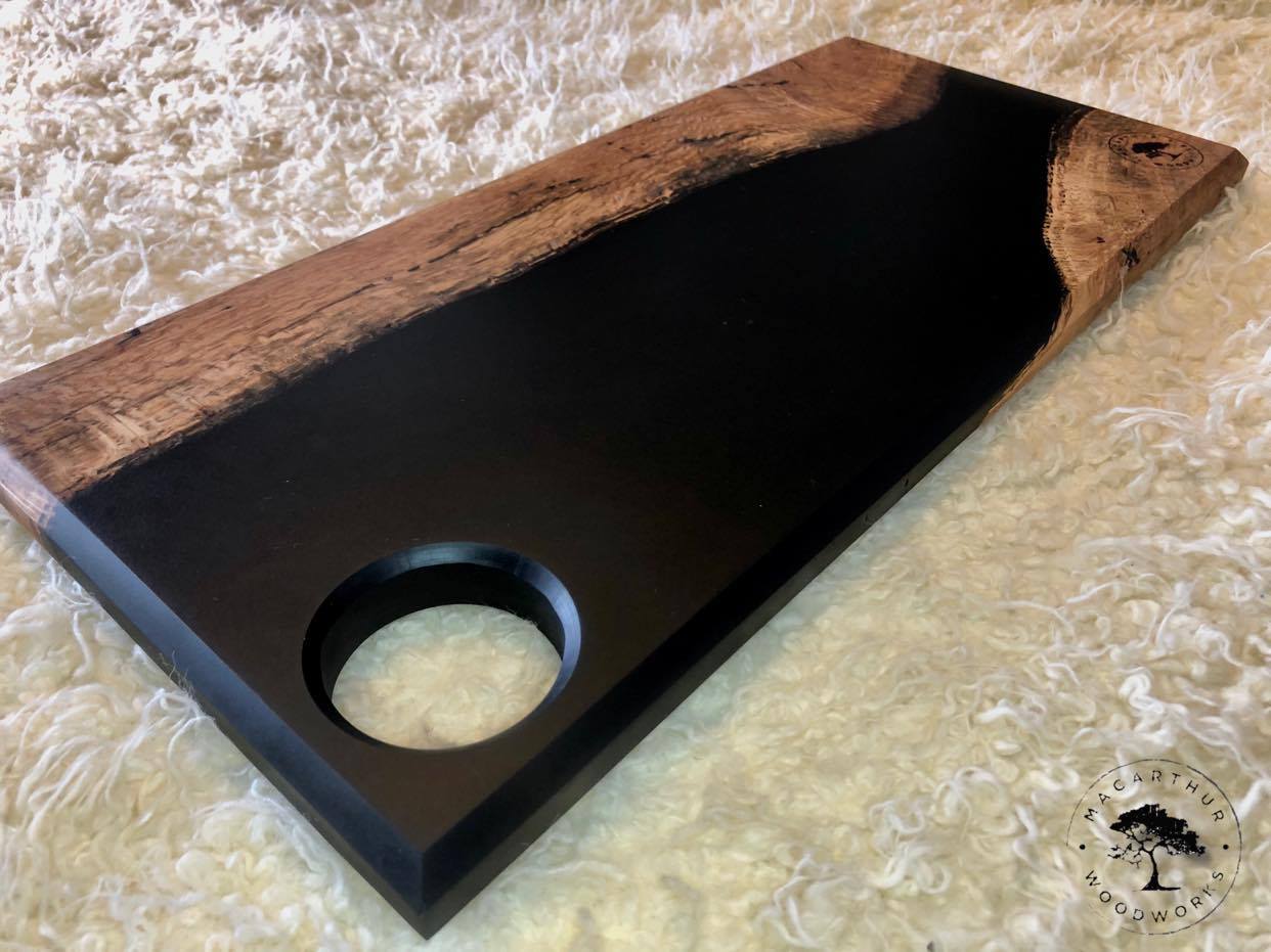 White Oak/Black Resin Charcuterie Board