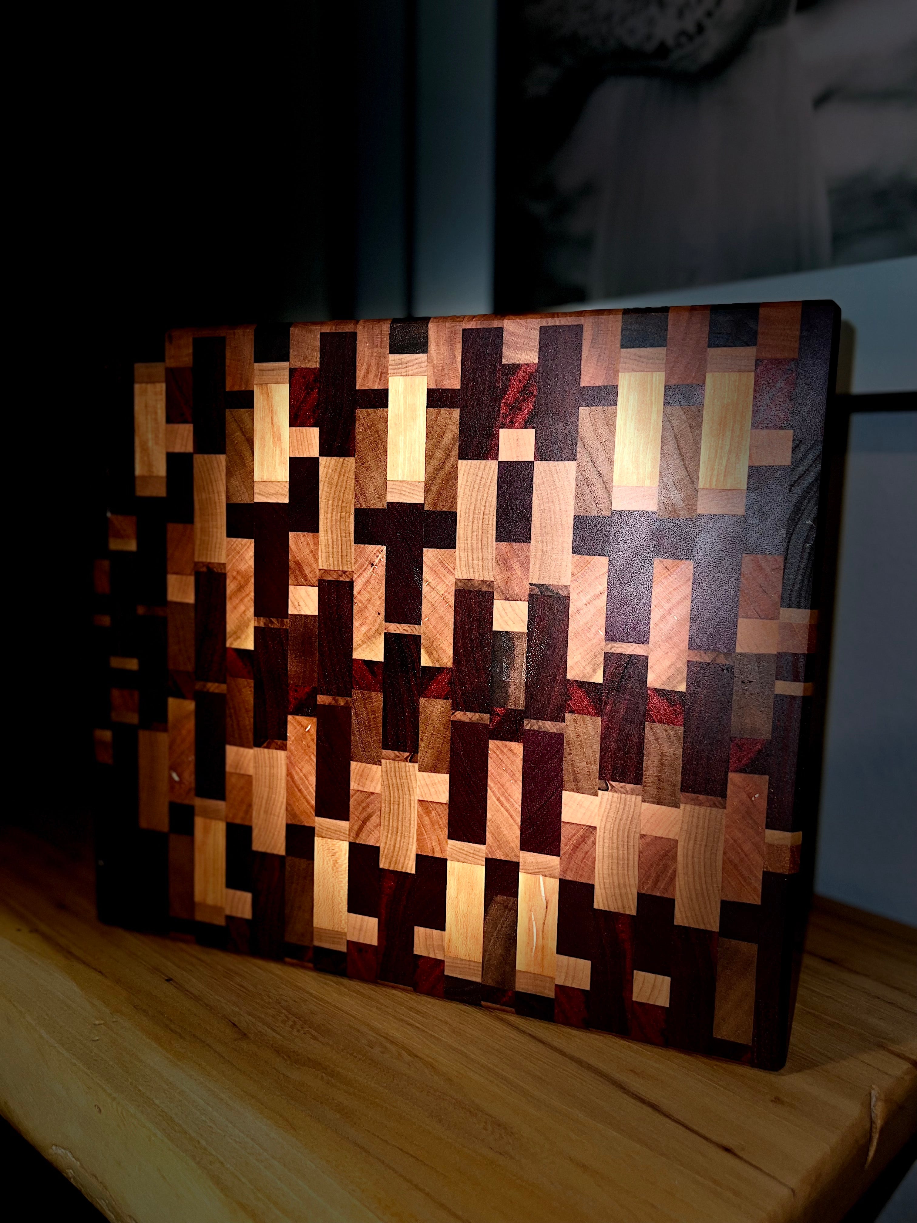 Chaotic Pattern End-Grain Cutting Board - 20''L x 12''W – Alex's Wood Works