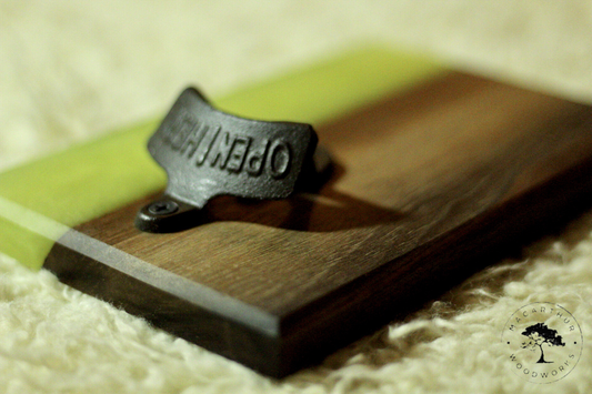 Black Walnut / Green Resin Magnetic Bottle Opener