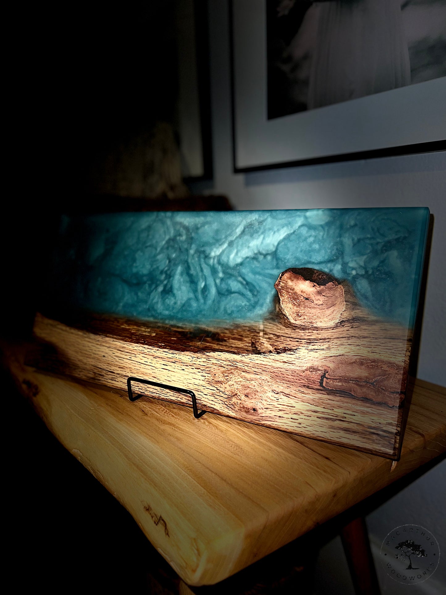 Red Oak / Turquoise Resin Charcuterie Board