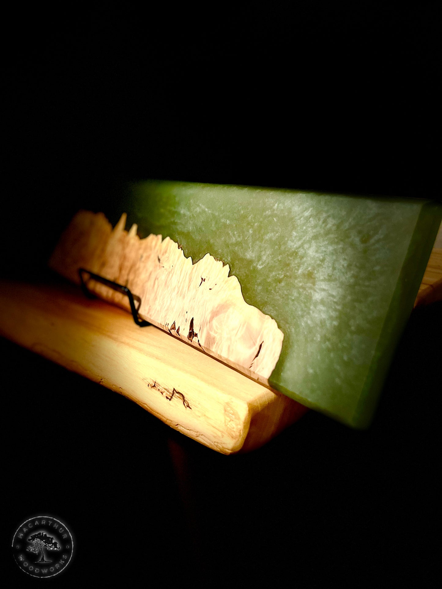 Maple Burl / Green Resin Serving Board