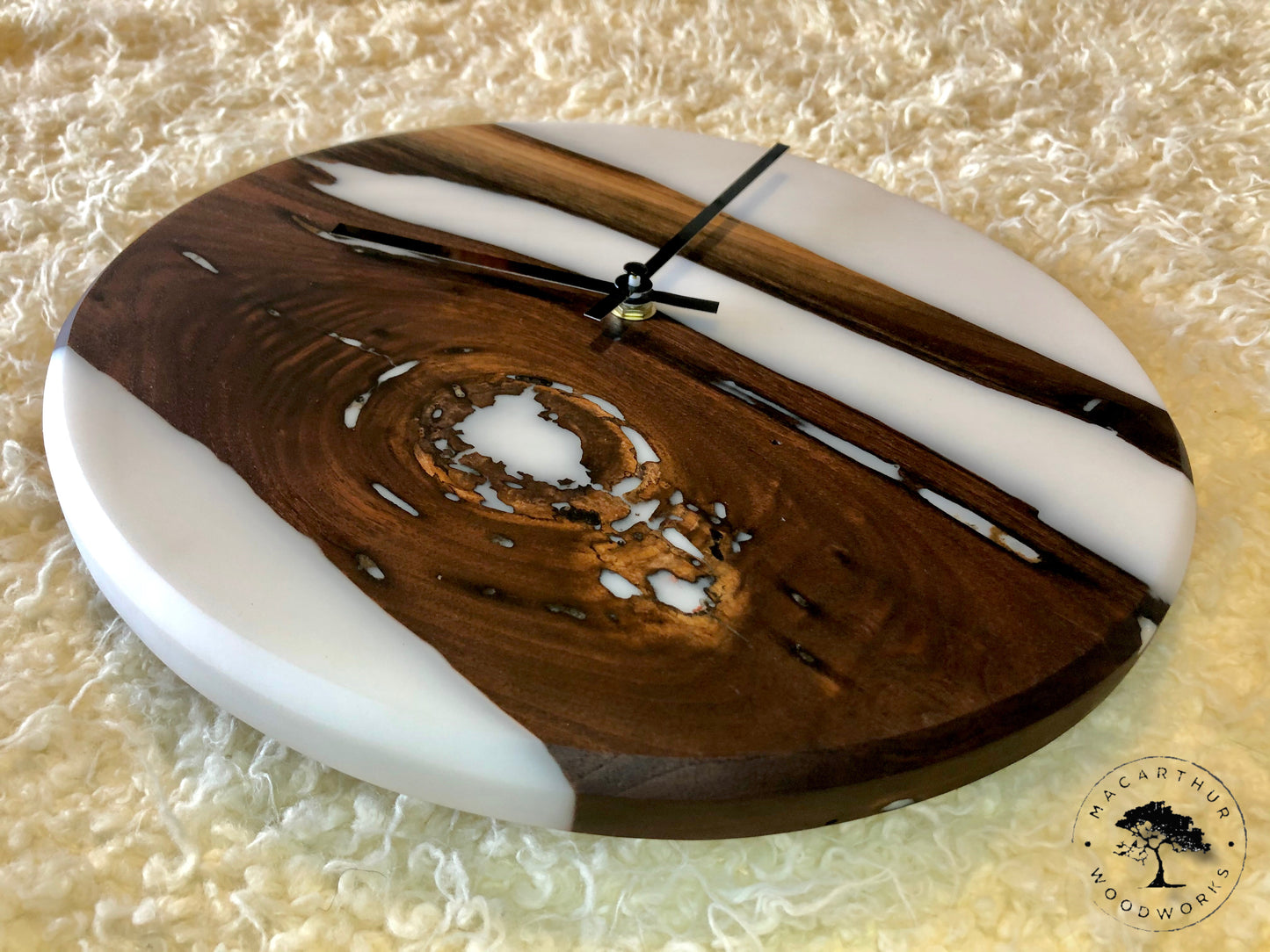 Black Walnut/White Resin Clock