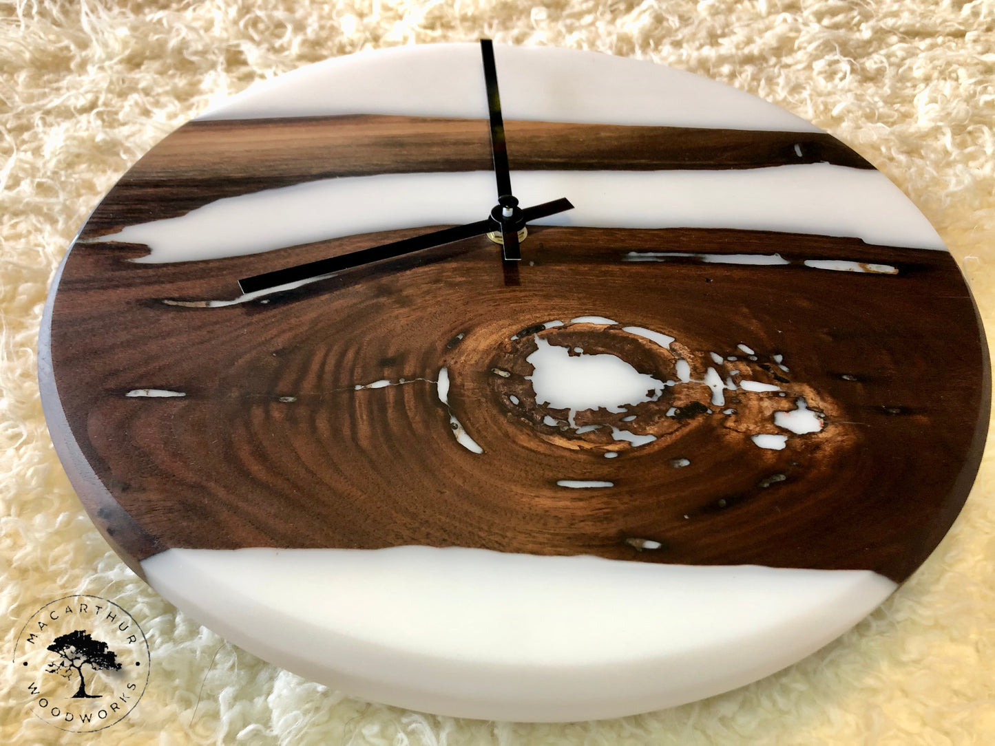 Black Walnut/White Resin Clock