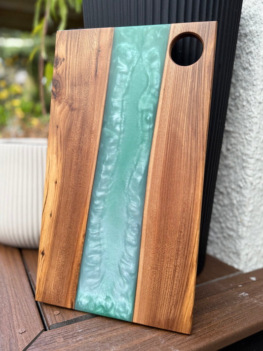 Elm | Turquoise Resin Charcuterie Board - 19” x 11”