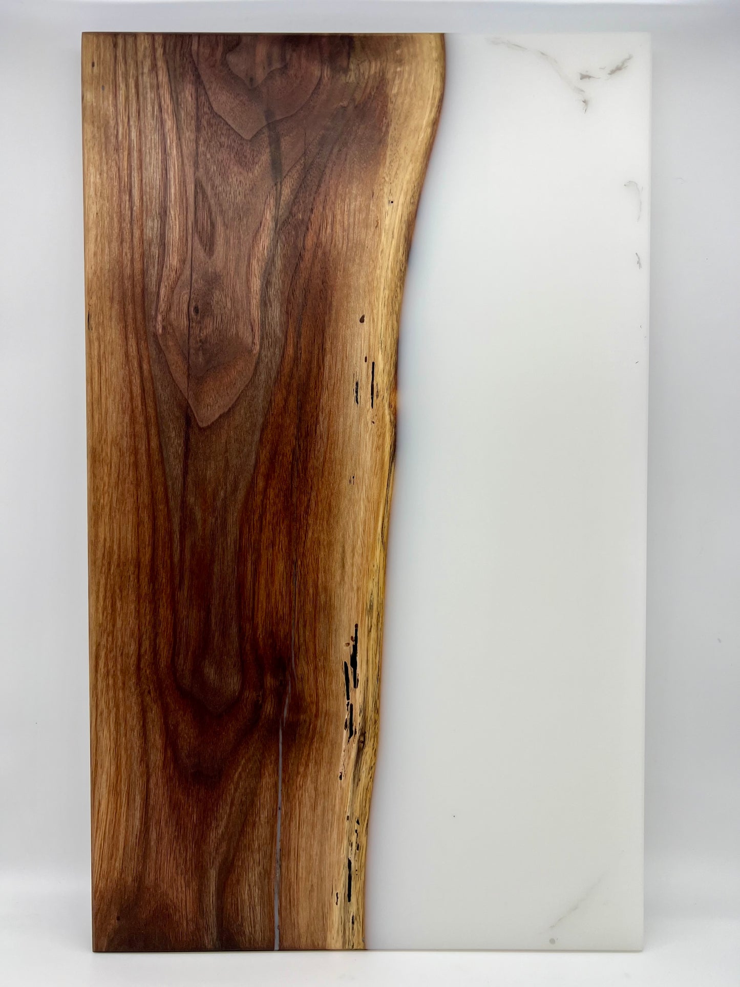 Black Walnut / White Marbled Resin Charcuterie Board