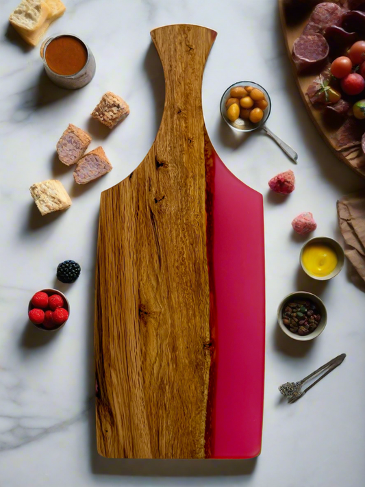 White Oak / Reddish Pink Resin Charcuterie Board