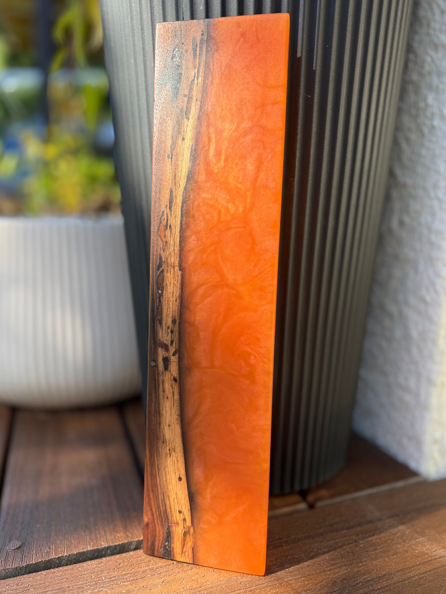 Black Walnut / Orange Resin Sushi/Serving Board