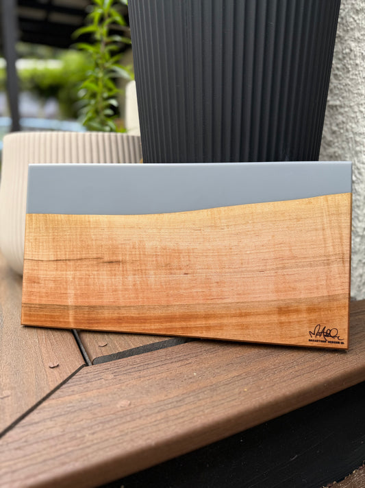 Resin Charcuterie Board || Maple/Moody Grey Resin