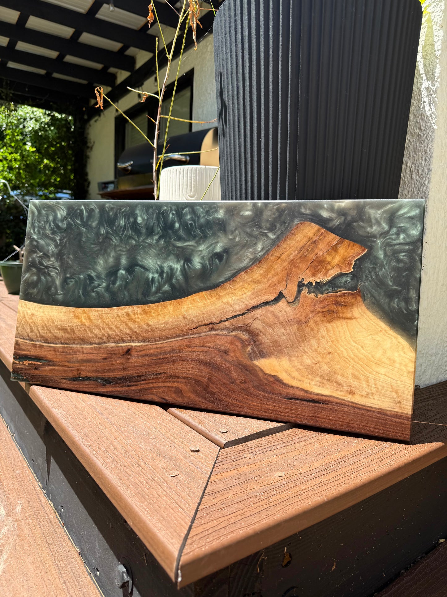 Black Walnut | Dark Green Resin - Hurricane Helene Collection