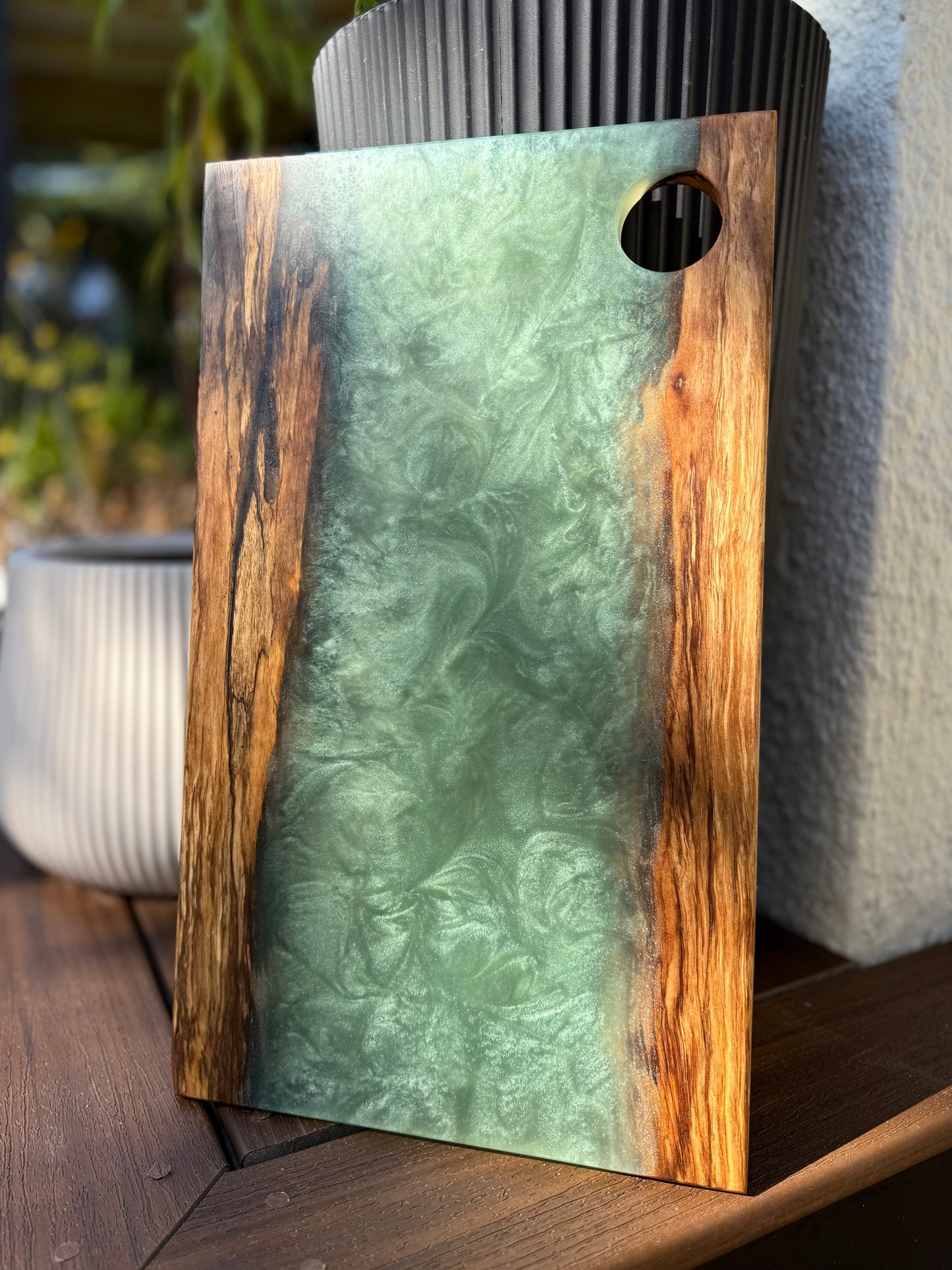 Black Walnut | Green Resin Charcuterie Board