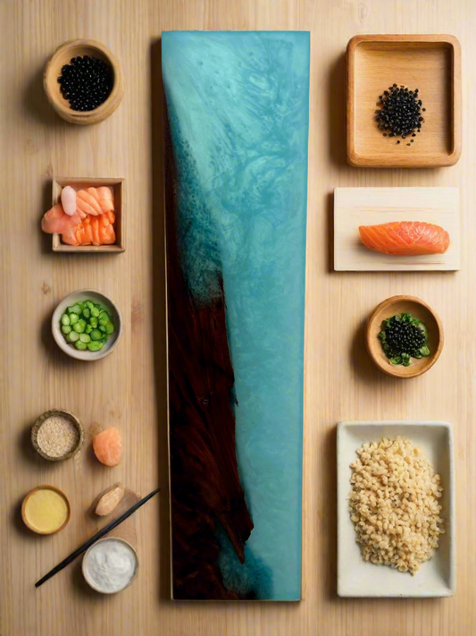 Black Walnut / Blue Resin Sushi/Serving Board