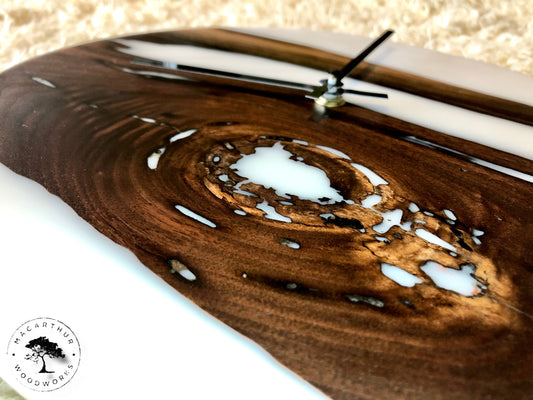 Black Walnut/White Resin Clock